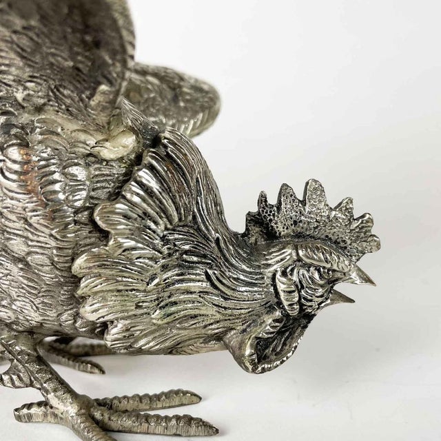 Silver Bronze Cast Roosters in Silver, 1900s, Set of 2 For Sale - Image 8 of 11