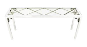 Chrome and Glass Chinese Chippendale Console Table