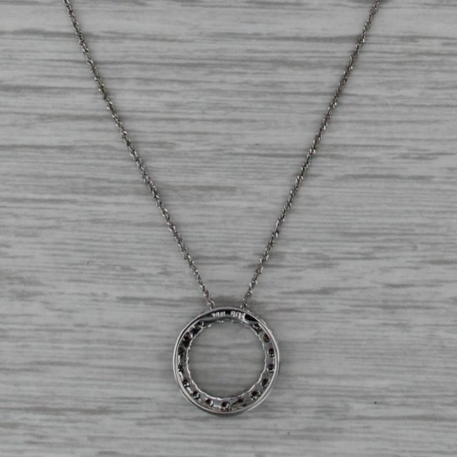 0.55ctw Diamond Eternity Circle Pendant 14k White Gold 18" Rope Chain Necklace For Sale - Image 4 of 6