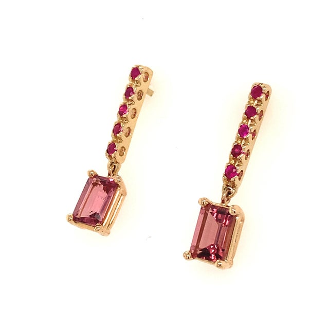 Rubellite Tourmaline Ruby Earrings 14k Gold 1.25 TCW Certified For Sale - Image 12 of 18