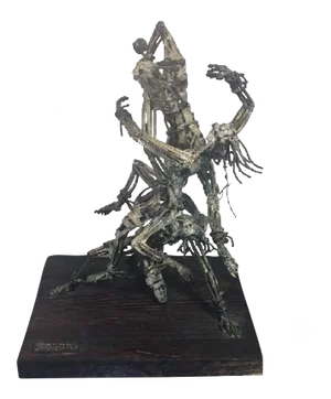 1960s Fernando Cano Mexican Brutalist Three Figure Abstract Sculpture