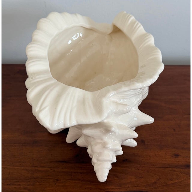 Off-white Large Ceramic Conch Shell For Sale - Image 8 of 10