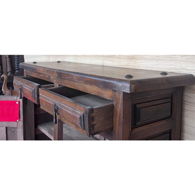 Early 20th Century Spanish Carved Walnut Chest of Drawers, Nightstands or Narrow Console, 1920s For Sale - Image 5 of 18