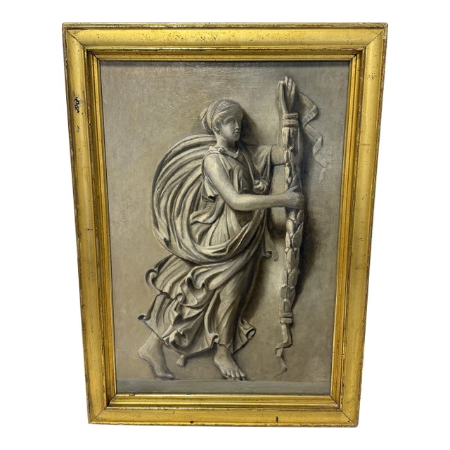 19th Century, Grand Tour Grisaille Allegory of Victory With Roman Standard For Sale