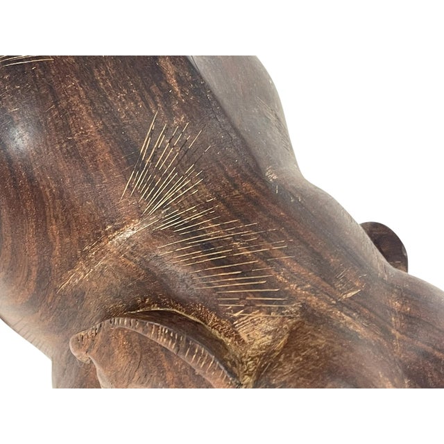 Mid 20th Century Vintage Hand-Carved Teak Elephant Sculpture, C. 1960s For Sale - Image 5 of 9