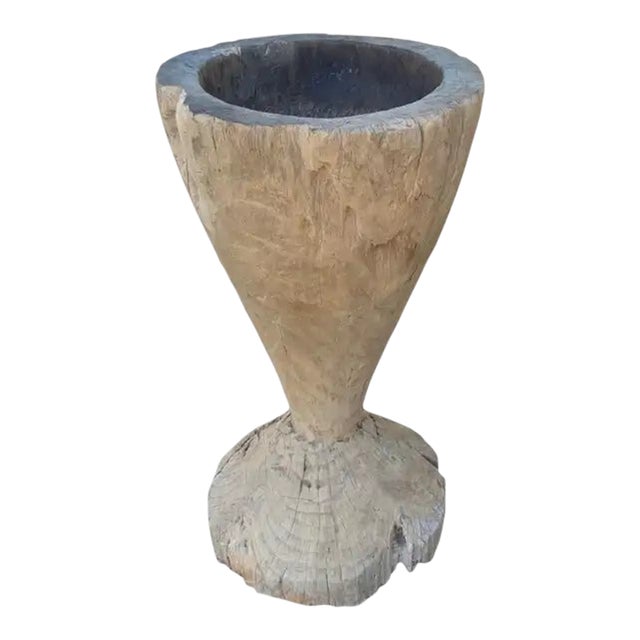 Solid Teak Granary Mortar From Java, Indonesia, C. 1900 For Sale