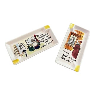 Pair of Cartoon Painted Catchalls For Sale