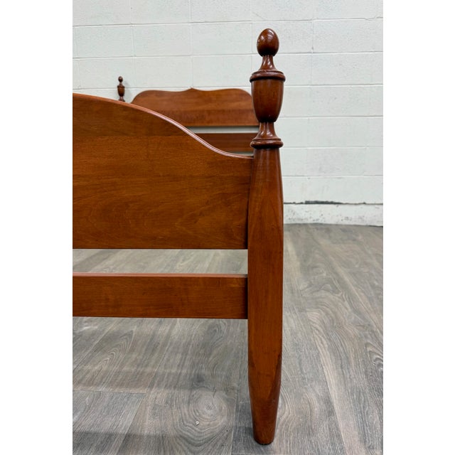 Wood Vintage Twin Size Federal Style Empire Style American Tiger Maple Bed For Sale - Image 7 of 10