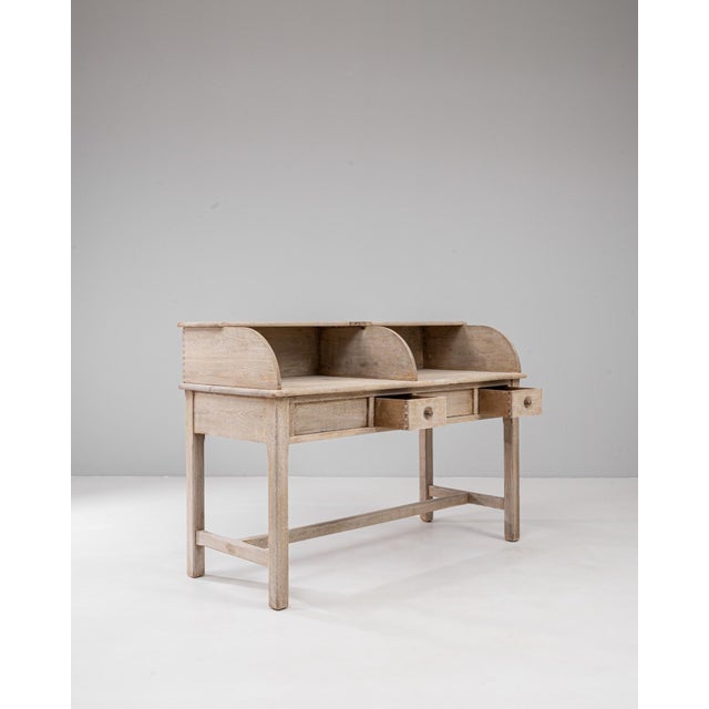 20th Century Belgian Oak Secretary Desk With Drawers For Sale - Image 4 of 18