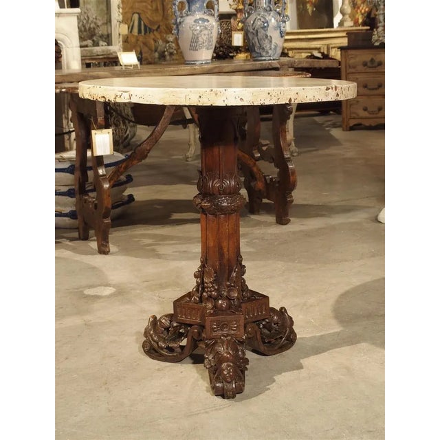 Antique Circular Genoese Carved Wood and Marble Table, Circa 1820 For Sale - Image 13 of 13
