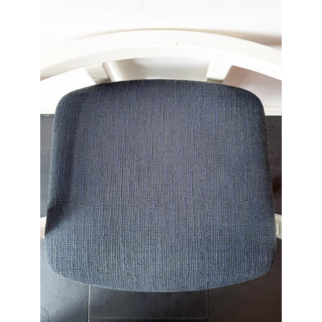 Vintage Modernist White Lacquered Wood Armchair with Dark Blue Upholstery, 1980s For Sale - Image 10 of 16