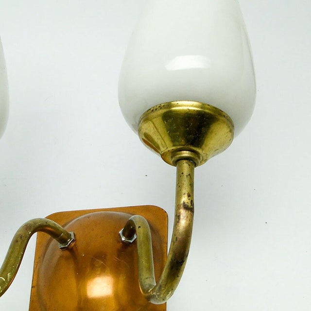 Vintage 2-Armed Wall Lamp in Brass, 1970s For Sale - Image 4 of 9