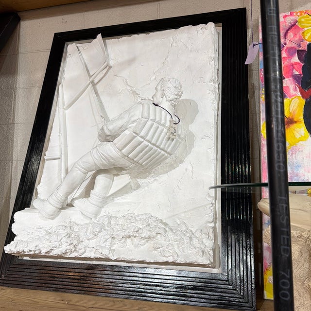 Art Deco 1980s Striking Alto-Relief Sculpture by Bill Mac Titled (The Wind Surfer ) For Sale - Image 3 of 5