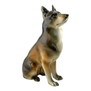 1960’s Royal Dux Porcelain German Shepherd Dog Statue Czechoslovakia For Sale