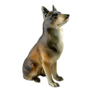 1960’s Royal Dux Porcelain German Shepherd Dog Statue Czechoslovakia