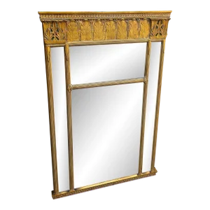 Vintage Giltwood 4 Beveled Panel Wall Mirror by Framed Picture Enterprise