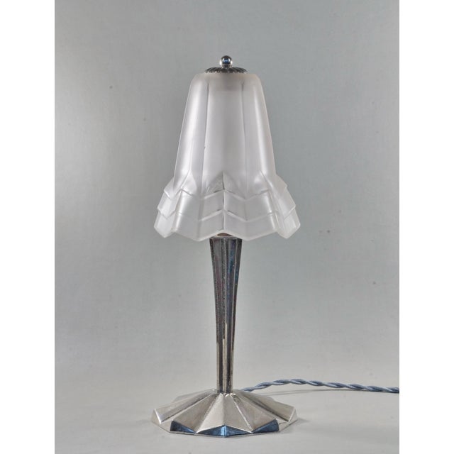 Art Deco Cubist French Art Deco Table Lamp by Degue - 1930s France For Sale - Image 3 of 13