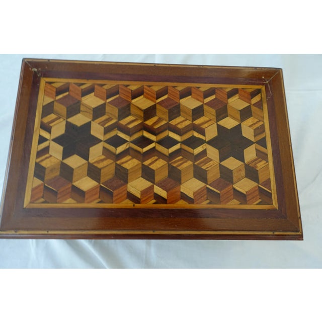 This is a unique folk art box in very beautiful marquetry, a wedding or engagement object intended to contain sewing...
