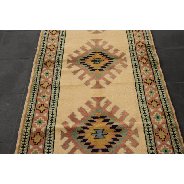 Textile 1980s Tribal Hand Knotted Cream Milas Runner Rug For Sale - Image 7 of 11