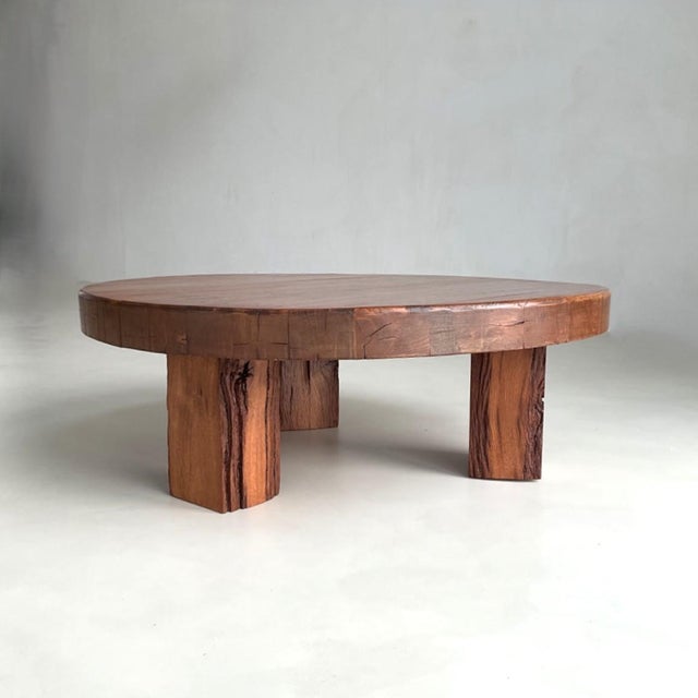 Brutalist Oak Coffee Table, 1970s For Sale - Image 4 of 8