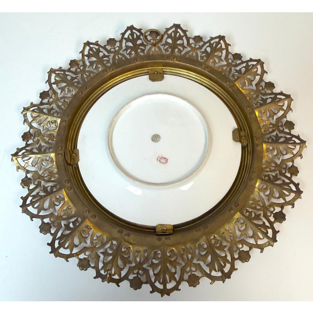 Gold Pair Vienna Mythological Porcelain Plates in Pierced Gilt-Bronze Roman Frames For Sale - Image 8 of 18