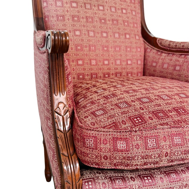 Vintage Hancock & Moore Louis XVI Neoclassical Mahogany Bergère Chairs - A Pair For Sale - Image 12 of 17