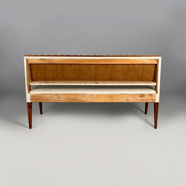 1940s Art Deco Italian Bench in Wood and White Leather, 1940s For Sale - Image 5 of 18
