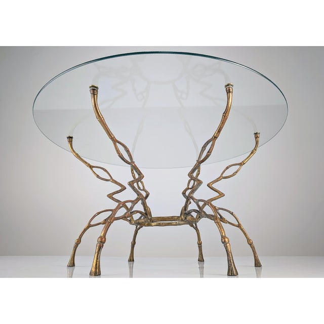 Mid-Century Modern Hollywood Regency Zigzag Coffee Table in Bronze and Faux Bamboo, 1960s For Sale - Image 3 of 12