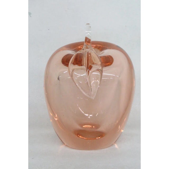 Mid 20th Century Hand Blown Art Glass Peach Pink Apple Large Paperweight Sculpture For Sale - Image 5 of 12