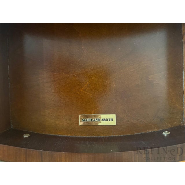 Vintage Maitland-Smith Drop Leaf Side Table With Painted Faux Marquetry, Brass Casters For Sale - Image 15 of 15