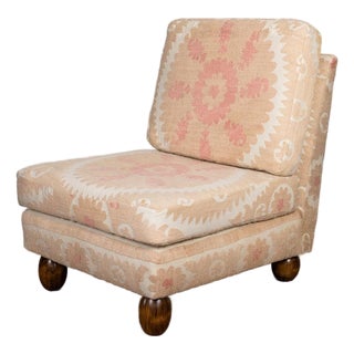 Slipper Chair Upholstered in Suzani For Sale