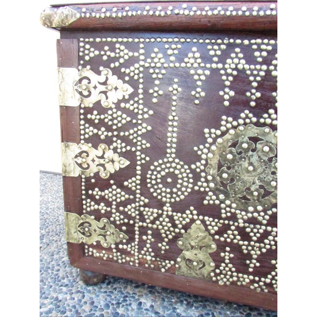 Antique Brass Adorned Zanzibar Trunk For Sale - Image 10 of 18
