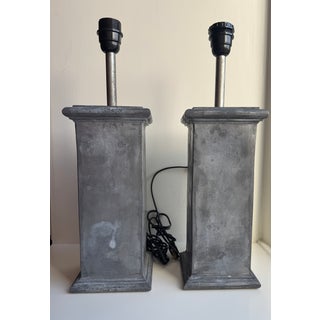 Mid 20th Century Pair of Imposing Vintage French Zinc Column Lamps For Sale