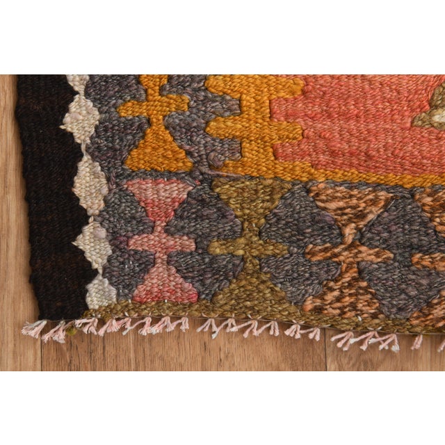 1970s 1970s Vintage Turkish Handmade Wool Cotton Orange Runner Rug For Sale - Image 5 of 11