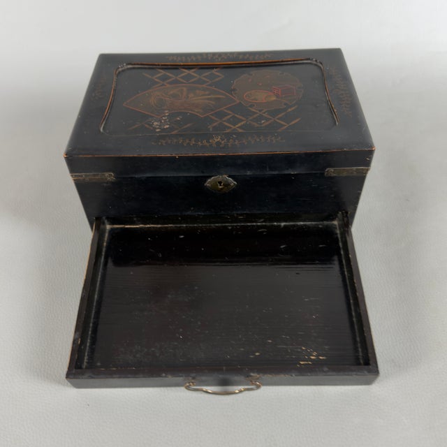 Antique Jewelry Box in Lacquered Wood, 20th Century For Sale - Image 6 of 12