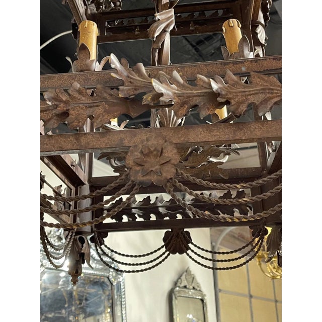 Large French Wrought Iron Lantern For Sale - Image 9 of 10