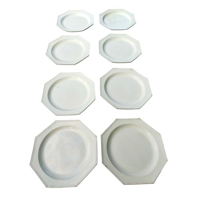 19th Century Creil Plates in White Earthenware, Set of 8 For Sale