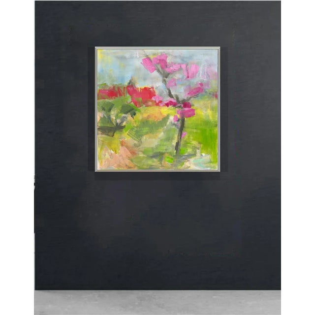 Textile "Red Roof, Hakodate" by Trixie Pitts Abstract Impressionist Landscape Painting For Sale - Image 7 of 12