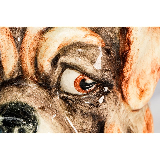 English Wonderful Antique Bulldog Humidor Jar Ceramic Figural Tobacco Jar English Dog Head Lidded Jar Vintage Tobacciana For Sale - Image 3 of 14