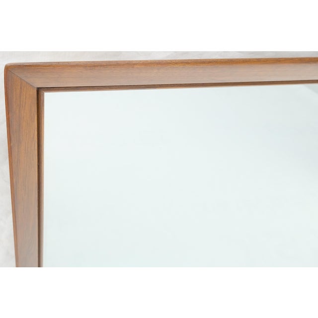 Solid Walnut 31x45 Rectangle Frame Mid Century Modern Wall Mirror MINT For Sale - Image 10 of 11