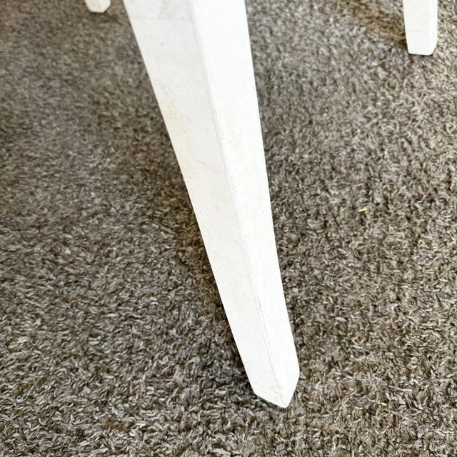 Beige Ming Style Tessellated Stone Arm Chair With Brass Inlay - Maitland Smith Style For Sale - Image 8 of 12