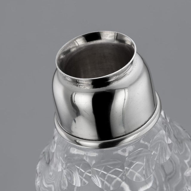 20th Century English Silver & Cut Glass Cocktail Shaker from Mappin & Webb, 1949 For Sale - Image 10 of 16