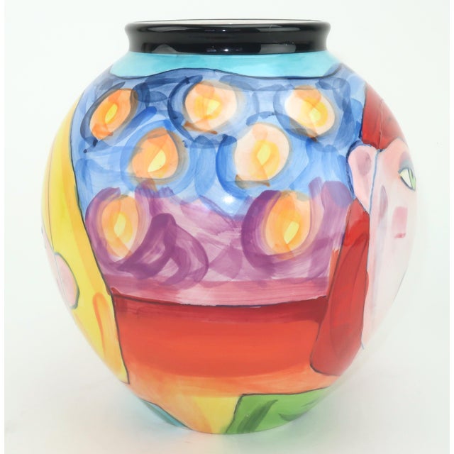 1990s Denise Ford Portrait Decorated Ceramic Faces Vase for Ganz, c.1990 For Sale - Image 5 of 13