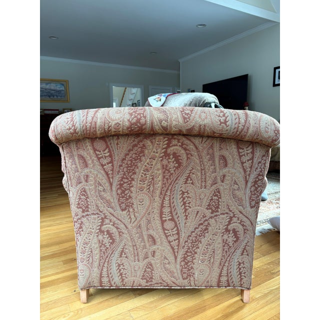 American 1990s Pair of Ethan Allen Roll Back Upholstered Lounge Chairs For Sale - Image 3 of 10