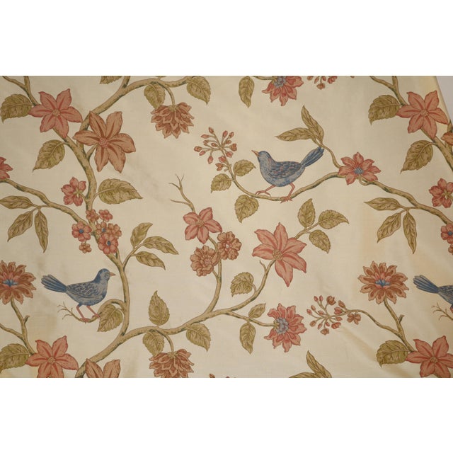 Silk Chinoiserie Fabric of Blue Birds in Branches. The style and craftsmanship is similar to Brunschwig and Fils.