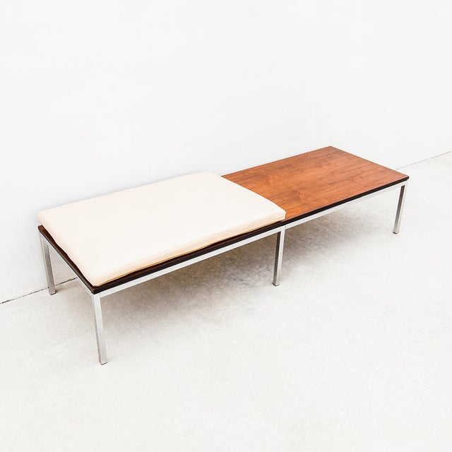 Vintage Florence Knoll Style Walnut & Chrome Bench by g.m. Proctor & Sons For Sale - Image 10 of 12