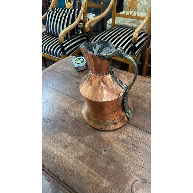 Rustic Antique Copper & Brass Water Jug For Sale - Image 4 of 5