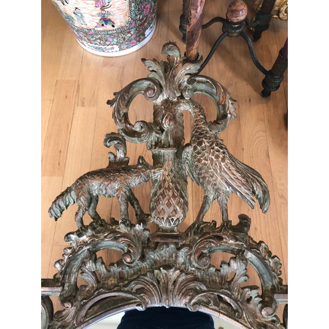 Late 19th Century Chippendale Style Painted Mirror With Ho-Ho Bird and Fox Crest For Sale - Image 5 of 9