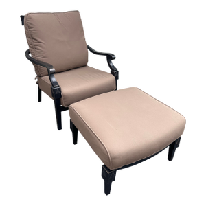 Veranda Black Outdoor Aluminum Chair and Ottoman