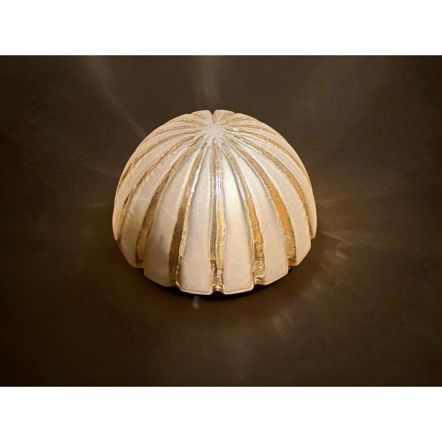 1970s Sea Urchin Frosted Glass Wall Lights with Golden Glow, 1970s, Set of 2 For Sale - Image 5 of 18